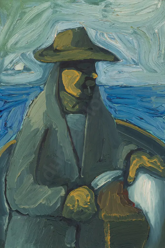 Michael Smither (b. 1939) - The Fisherman Guts a Fish Image 1++