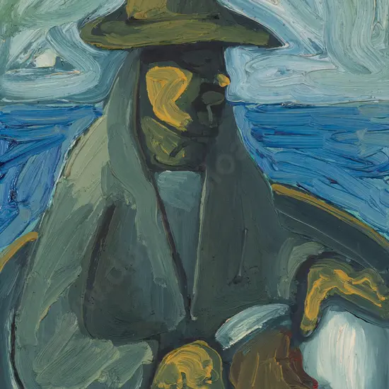 Michael Smither (b. 1939) - The Fisherman Guts a Fish
