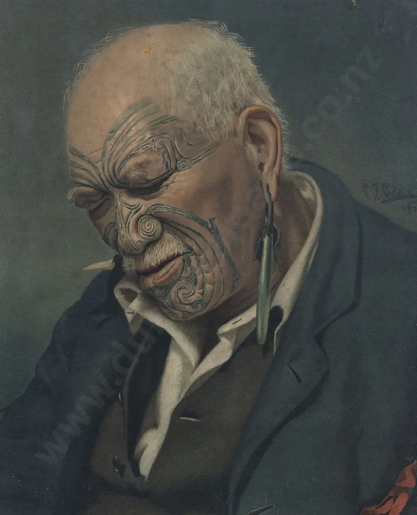 Charles Frederick Goldie (1870-1947) - Wiremu Patara Te Tuhi (1823-1910) Image 1++