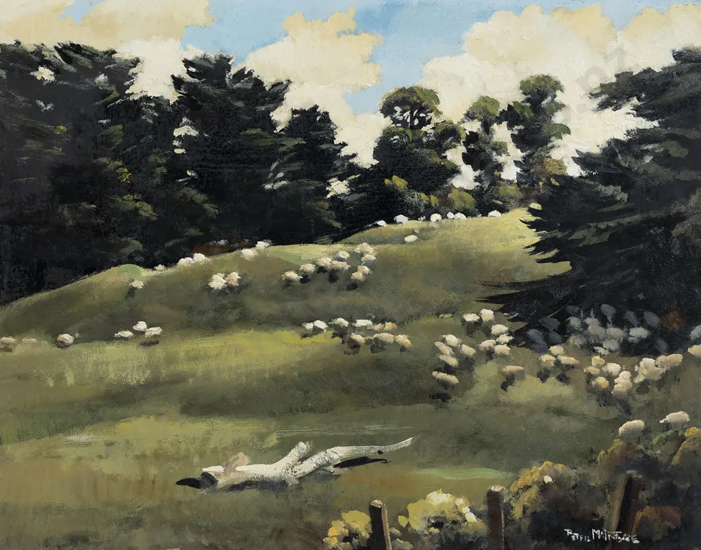 Peter McIntyre (1910 - 1995) - Grazing Sheep Image 1++