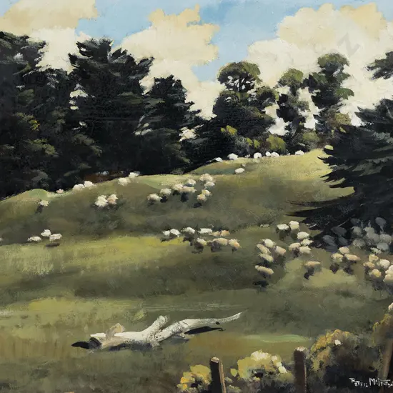 Peter McIntyre (1910 - 1995) - Grazing Sheep