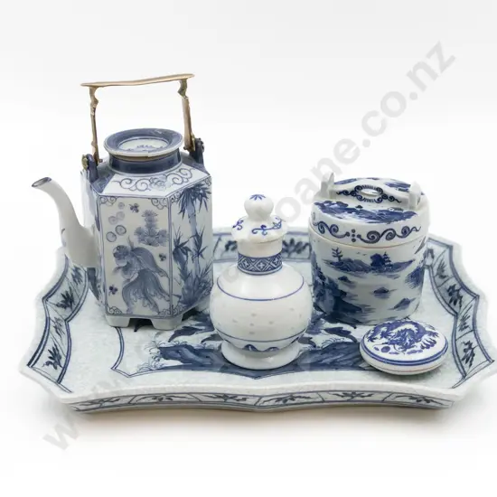 Quantity of Assorted Blue and White On Tray