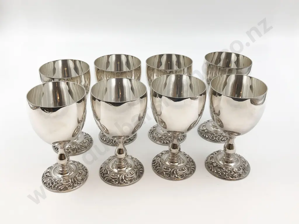 Eight S/P Goblets with Decorative Bases Image 1++
