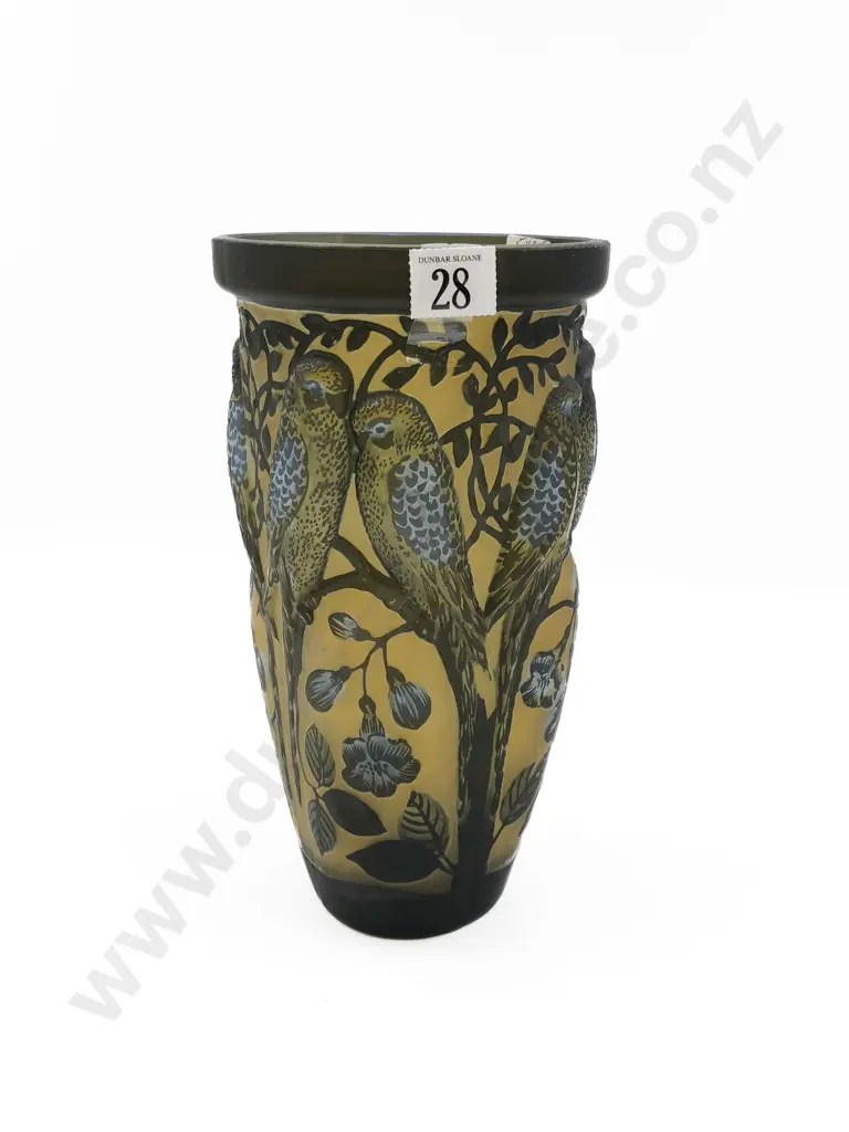 Reproduction Galle Budgerigar Decorated Vase Image 1++