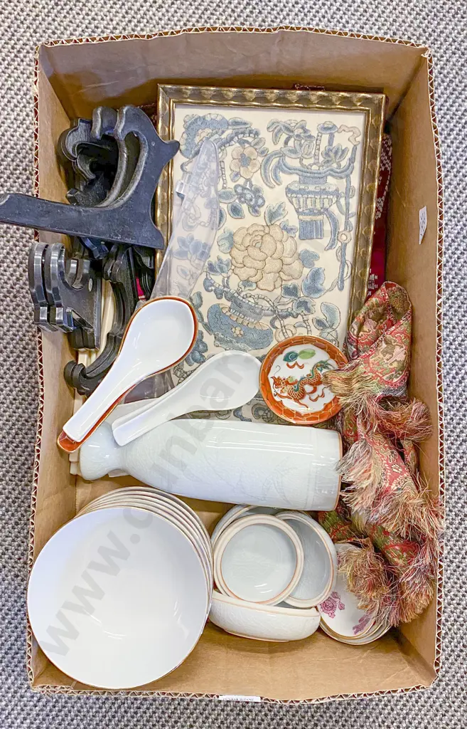Box of Assorted Including Chinese Embroidery etc Image 1++