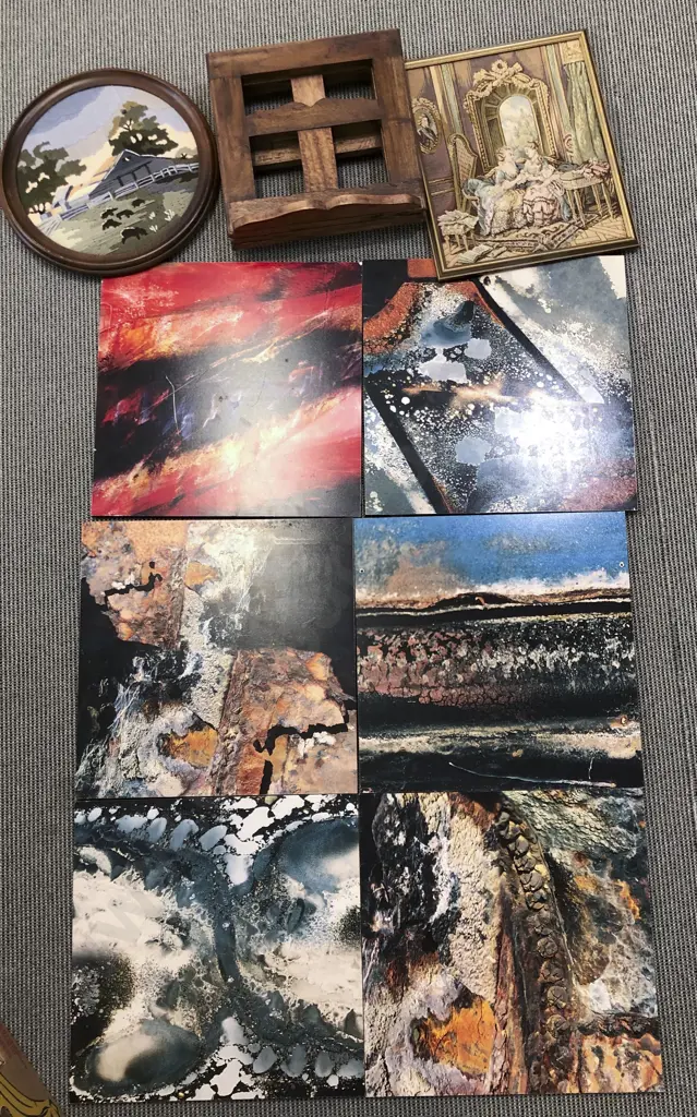 Box of Assorted Artwork with Table Easel Image 1++