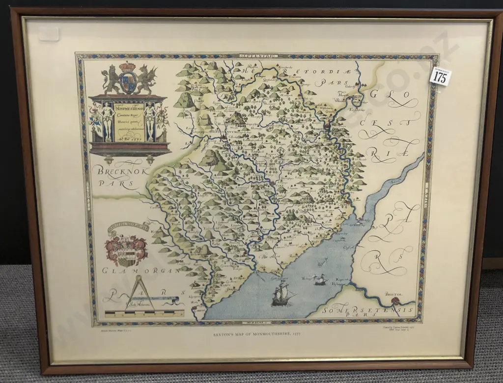 Saxton's Map of Monmouth Shire 1577 Print Image 1++