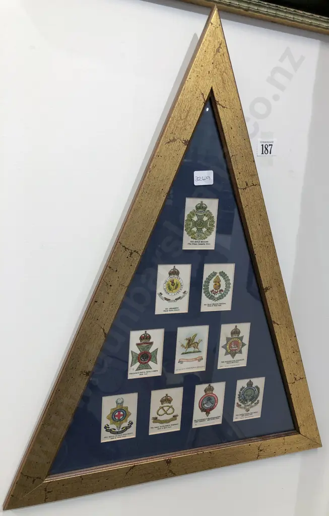 Triangular Framed Cigarette Cards Display on Silk Image 1++