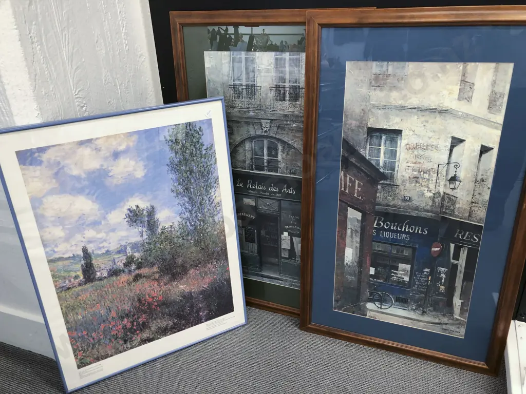 Two Parisian Scene Prints Together With Monet Print (3) Image 1++
