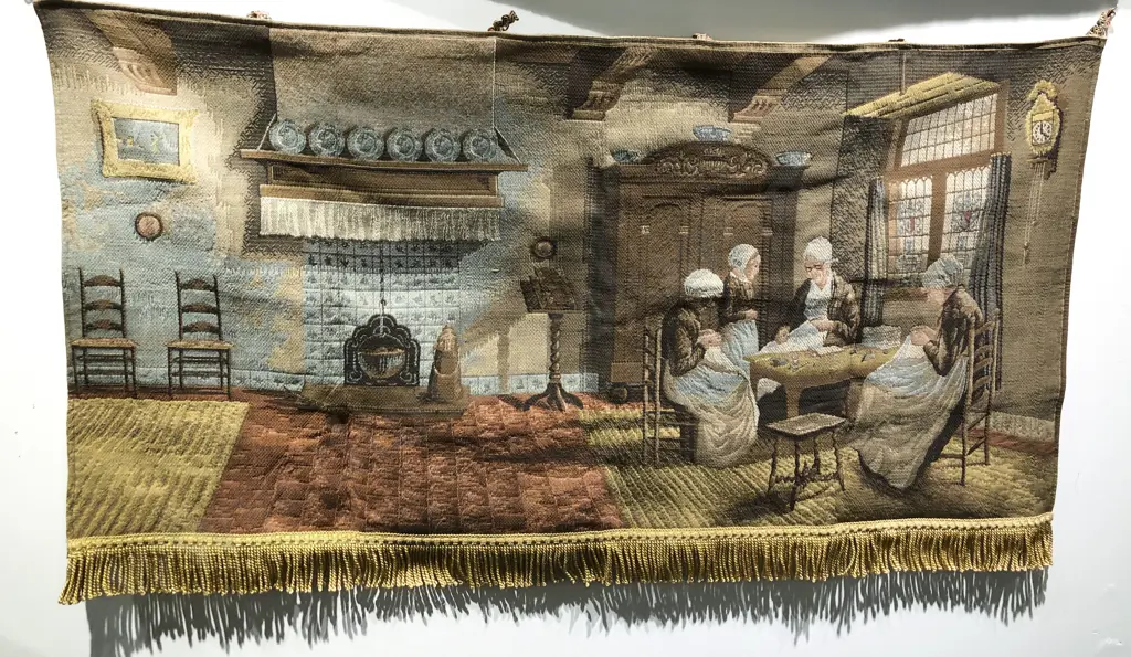 Tapestry Wall Hanging of Domestic Scene Image 1++