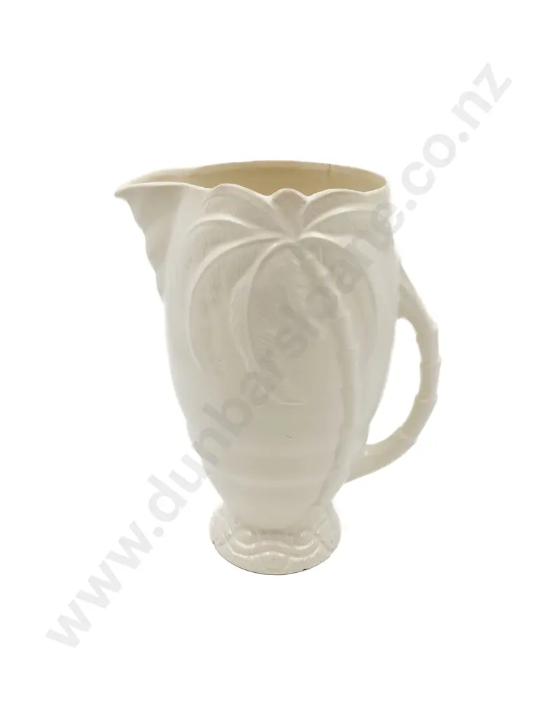 White Glazed Beswick Jug With Relief Moulded Palm Tree Design Image 1++
