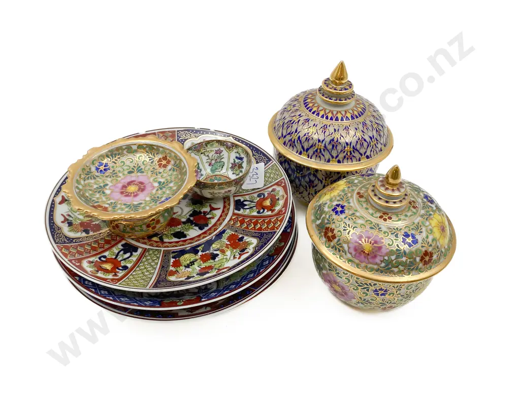 Four Imari Pattern Side Plates Together with Two Trinket Boxes etc Image 1++