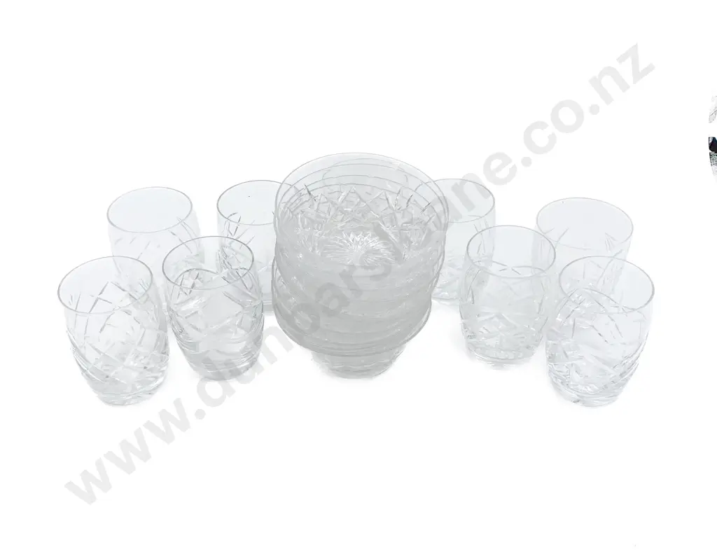 Ten Stuart Crystal Bowls Together with Nine Assorted Webb and Corbett Tumblers Image 1++