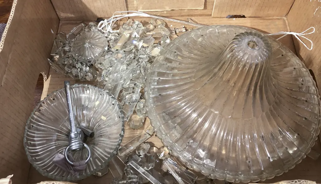 Glass Chandelier With Crystal Droplets Image 1++