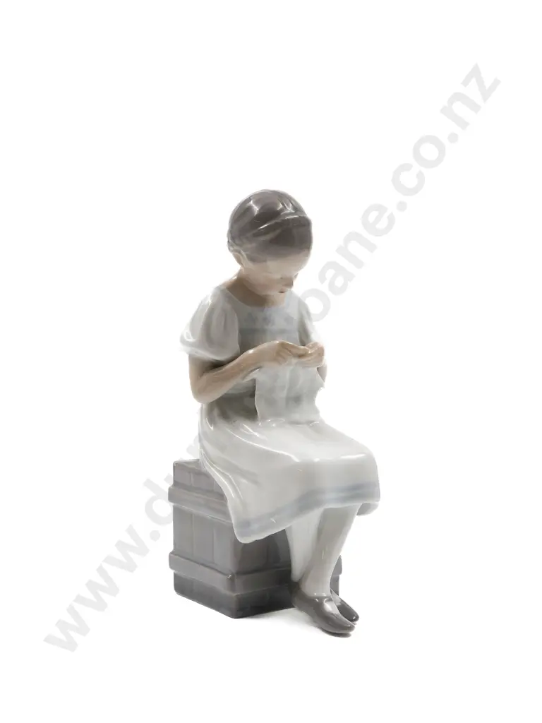 B&G Figure of Girl Knitting Image 1++