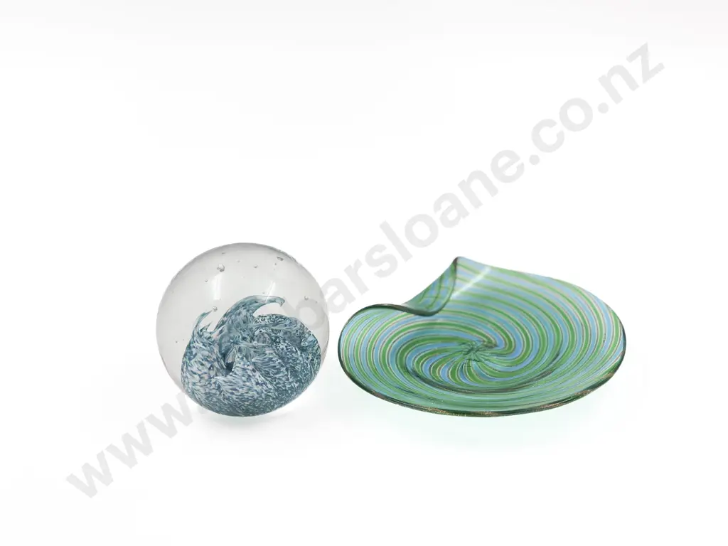 Art Glass Dish and Paperweight Image 1++