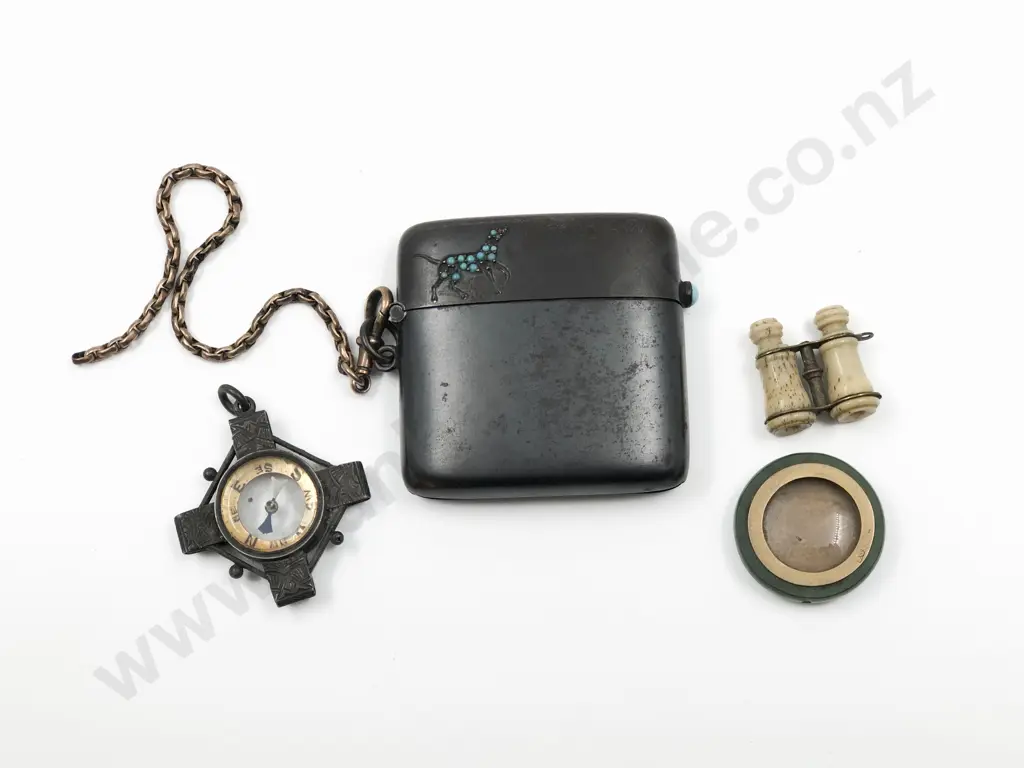 Lot of Assorted Including Miniature Compass and Binoculars Together with Vesta Image 1++
