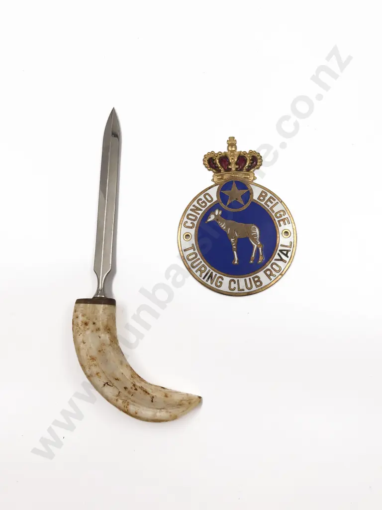 Horn Handled Letter Opener Together with Decorative Car Badge Image 1++