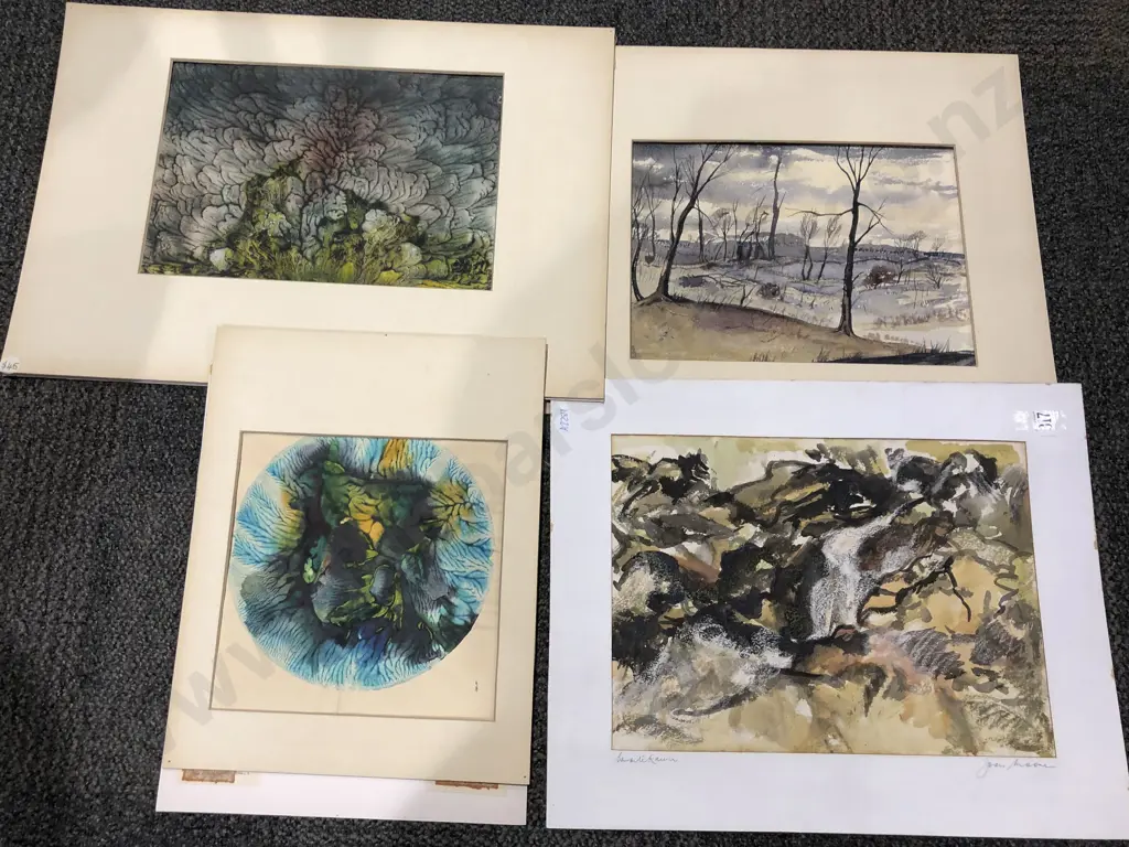 Four Unframed Artworks Image 1++