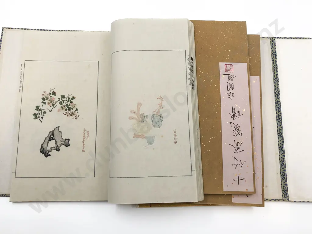 Four Sectional Vintage Japanese Books with Hard Cover Case Image 1++