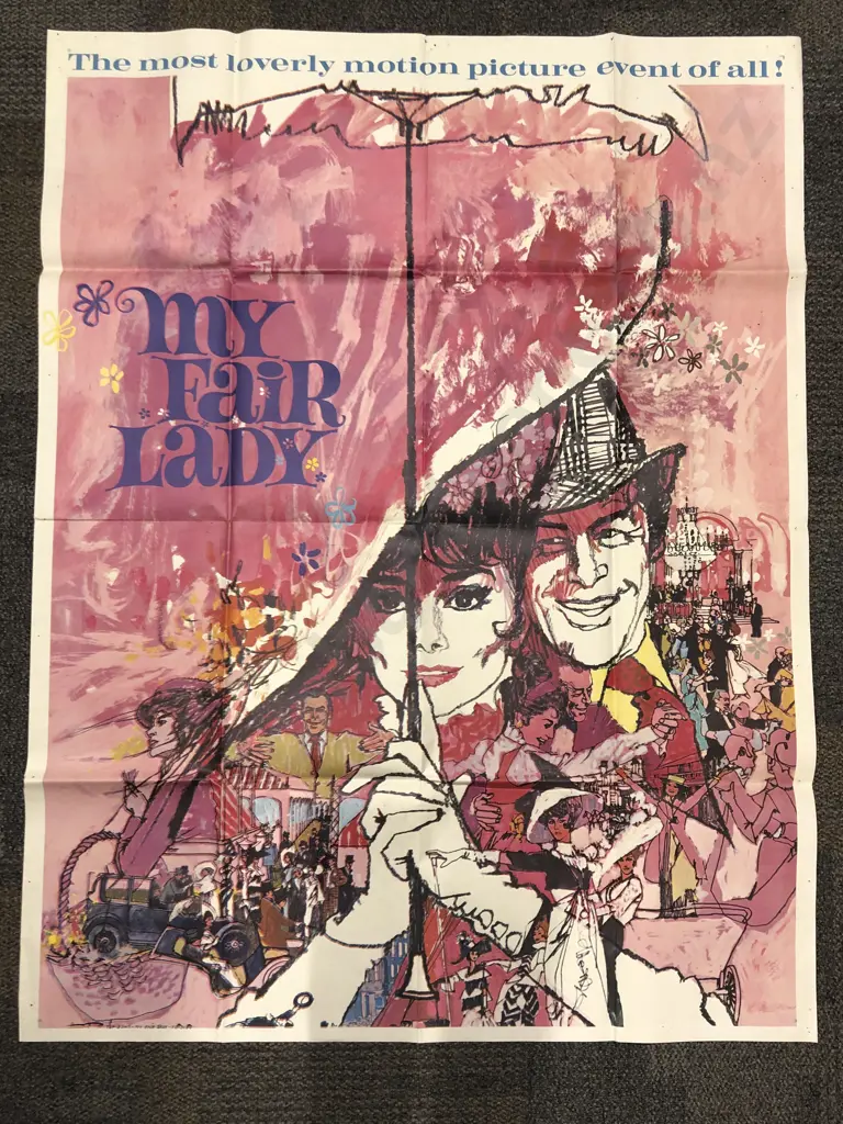 Vintage "My Fair Lady" Movie Poster on Paper (Two Sections) Image 1++