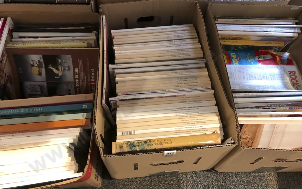 Three Boxes of Assorted Books and Magazines Image 1++