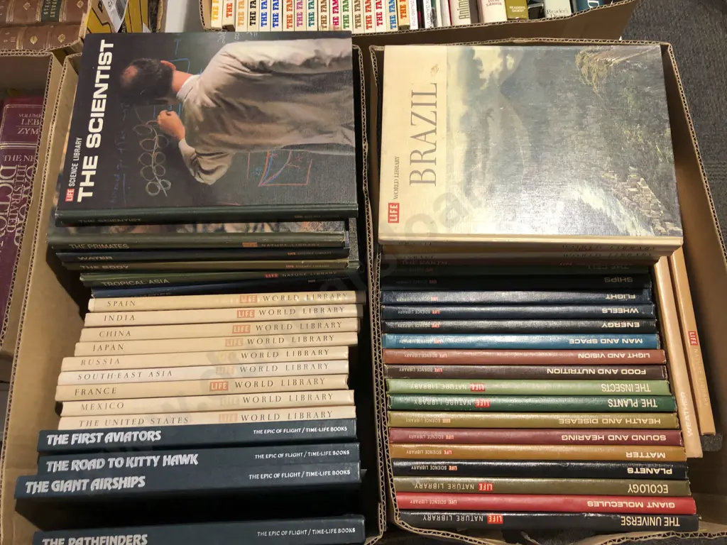 Two Boxes of Assorted Books Incl. Life World Library and Nature Library Volumes Image 1++
