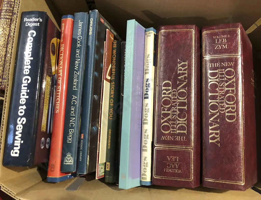 Box of Assorted Books Incl. The New Oxford Illustrated English Dictionary Vol 1 & 2 Image 1++