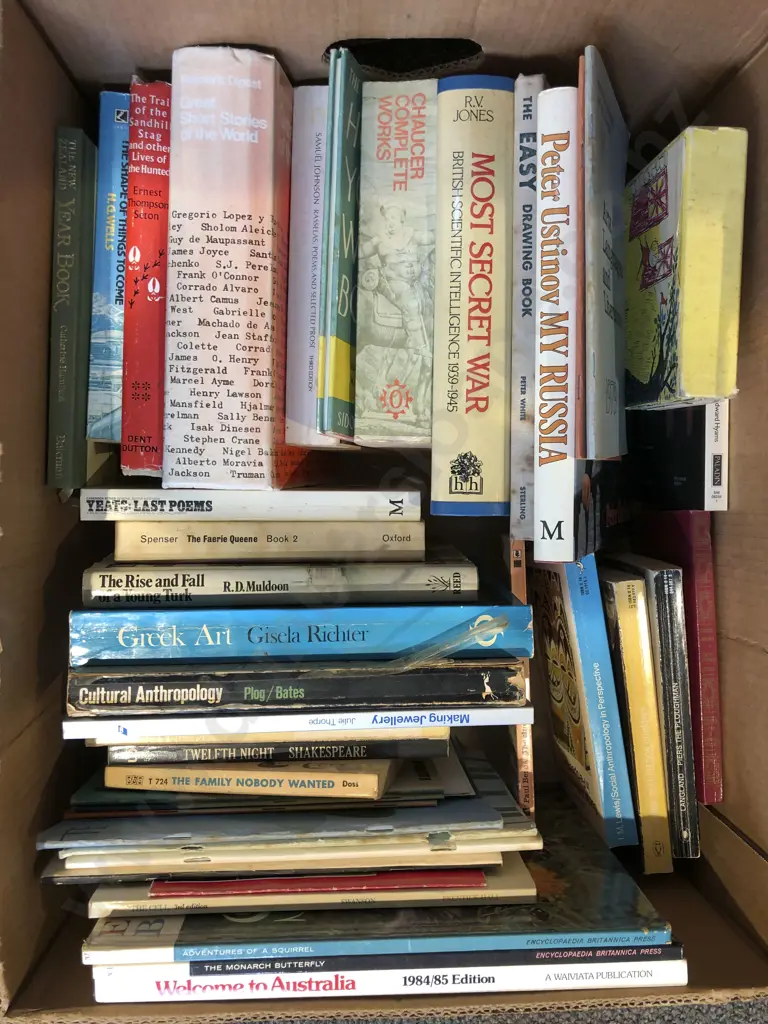 Box of Assorted Books Incl. Poetry and History Image 1++