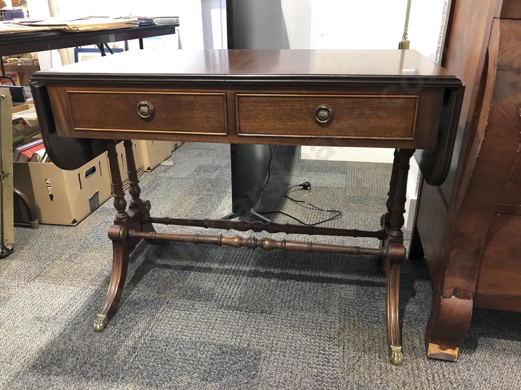 Two Drawer Drop Side Sofa Table Image 1++