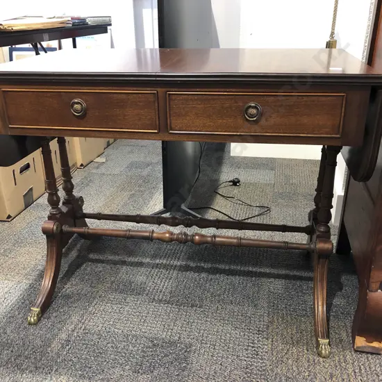 Two Drawer Drop Side Sofa Table