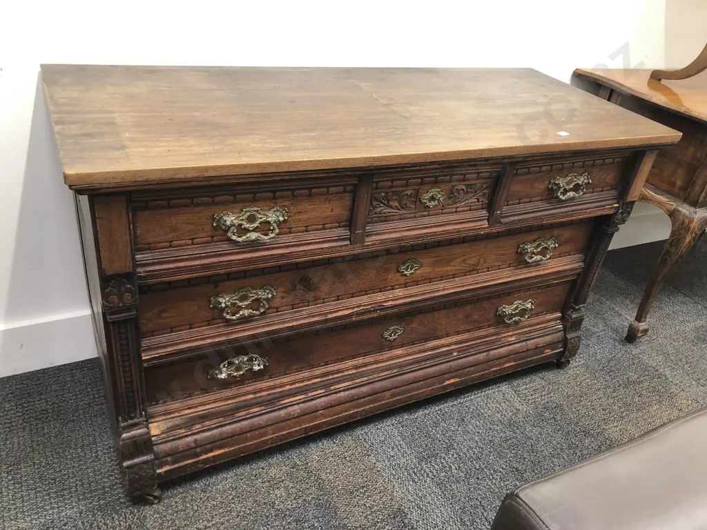 C19th European Oak 5 drawer Chest Image 1++