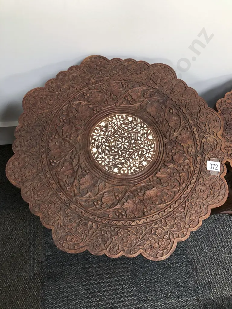 Carved and Folding Octagonal Occasional Table Image 1++