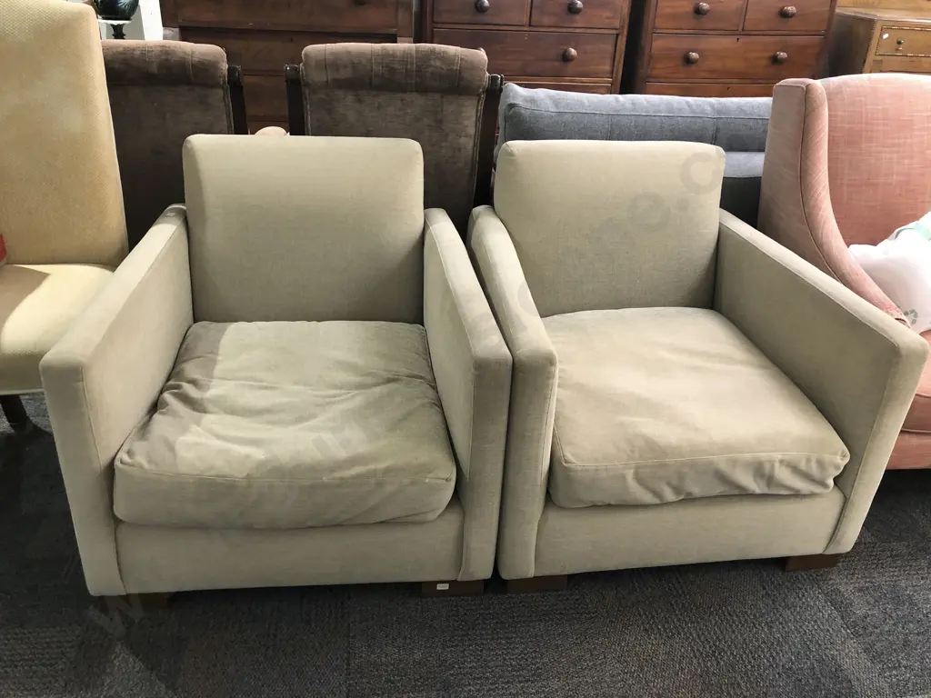 Pair of Modern Upholstered Arm Chairs Image 1++