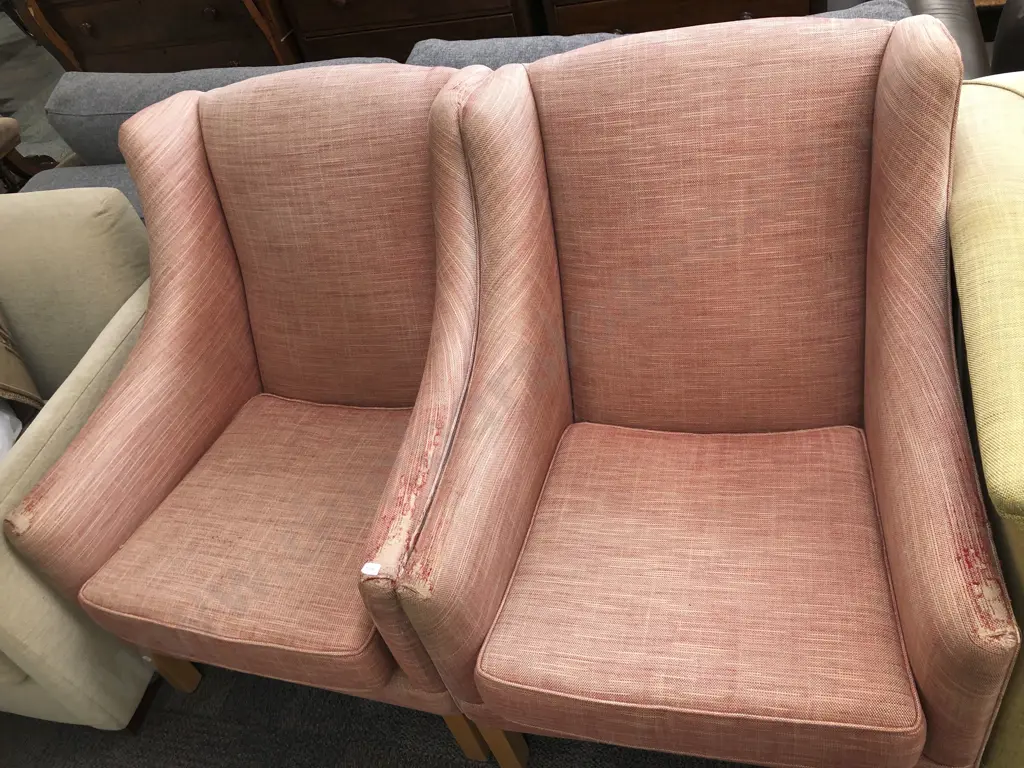 Pair of Upholstered Arm Chairs (Upholstered Faults) Image 1++