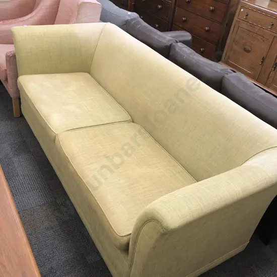Yellow Fabric Upholstered Three Seater Sofa (Fading)