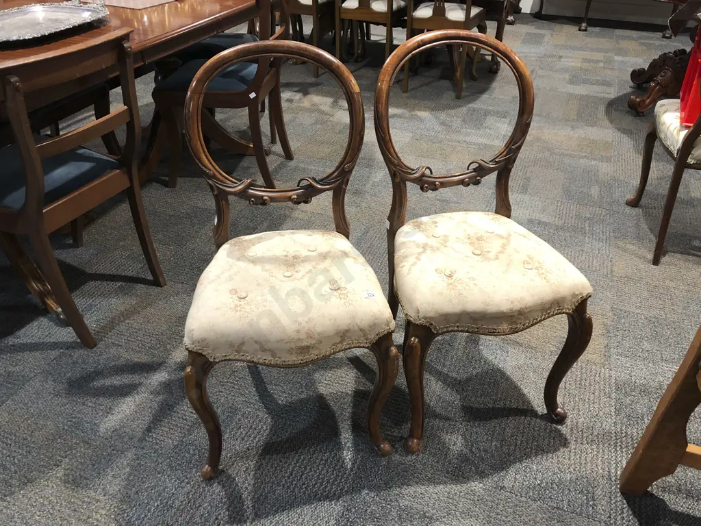 Pair of Balloon Back Dining Chairs (Faults) Image 1++