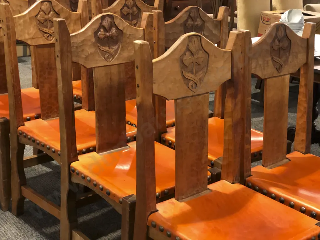 Eight Chapman Taylor Style Adzed Dining Chairs Image 1++