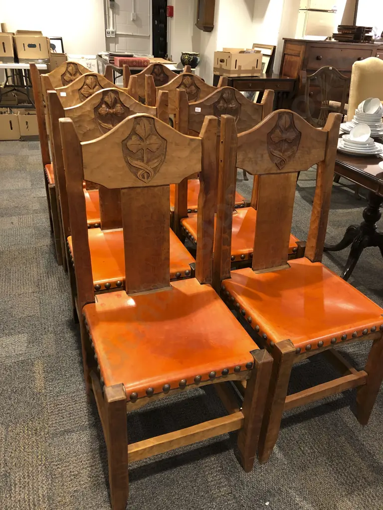 Eight Chapman Taylor Style Adzed Dining Chairs Image 1++
