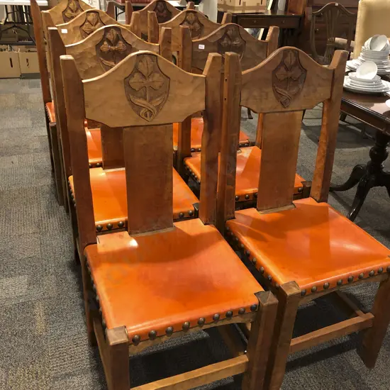Eight Chapman Taylor Style Adzed Dining Chairs