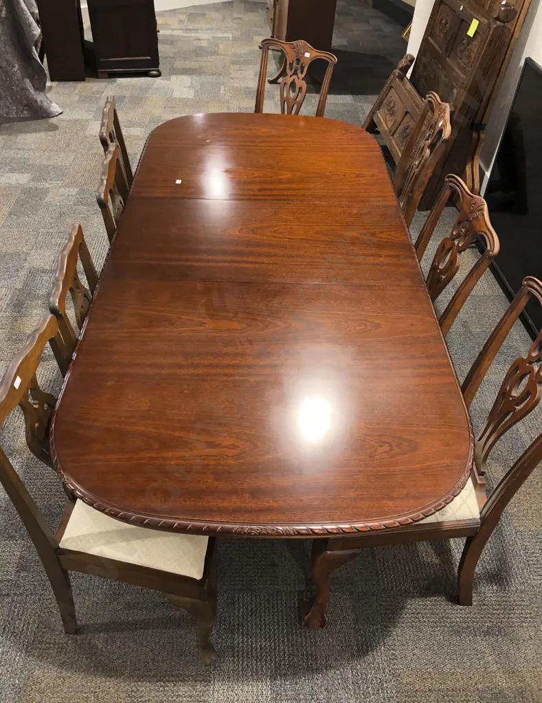 Chippendale Style Mahogany Extension Dining Table with Rope Twist Edge Together with Two Sets of Four Dining Chairs (8) Image 1++
