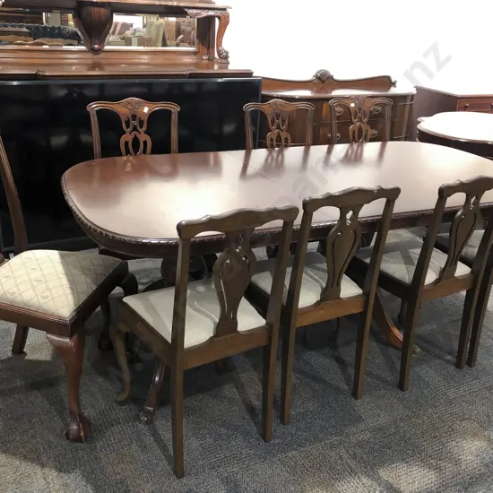 Chippendale Style Mahogany Extension Dining Table with Rope Twist Edge Together with Two Sets of Four Dining Chairs (8)