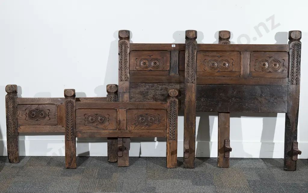 Pair of Antique Oak Single Bed Frames Image 1++
