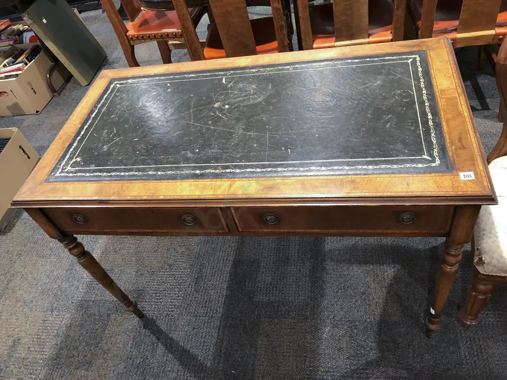 Reproduction Two Drawer Desk (Repair to Leg) Image 1++
