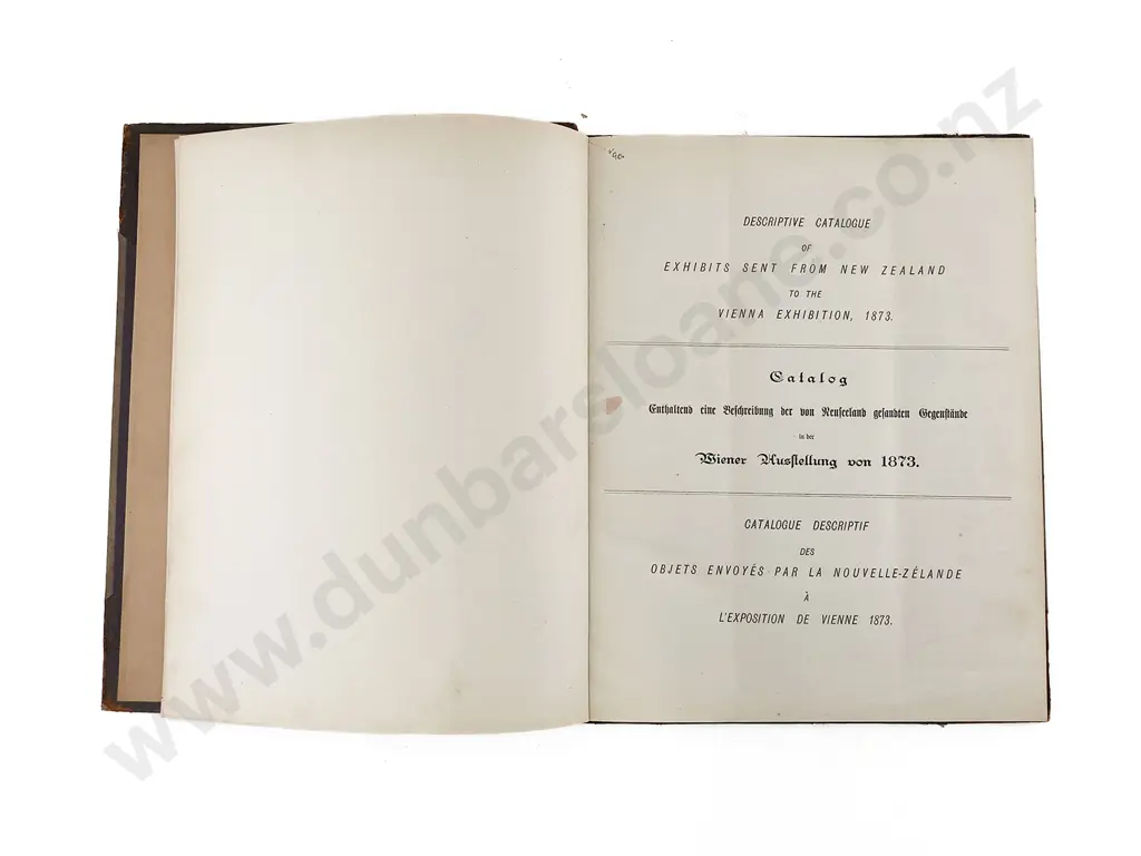 (-) Descriptive Catalogue Of Exhibits Sent From New Zealand To The Vienna Exhibition 1873 Image 1++