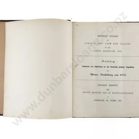 (-) Descriptive Catalogue Of Exhibits Sent From New Zealand To The Vienna Exhibition 1873