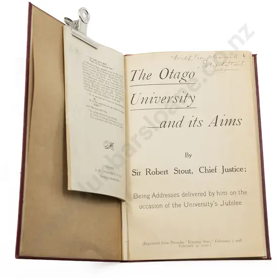 6 Bound In Address Pamphlets By Sir Robert Stout (one Signed)