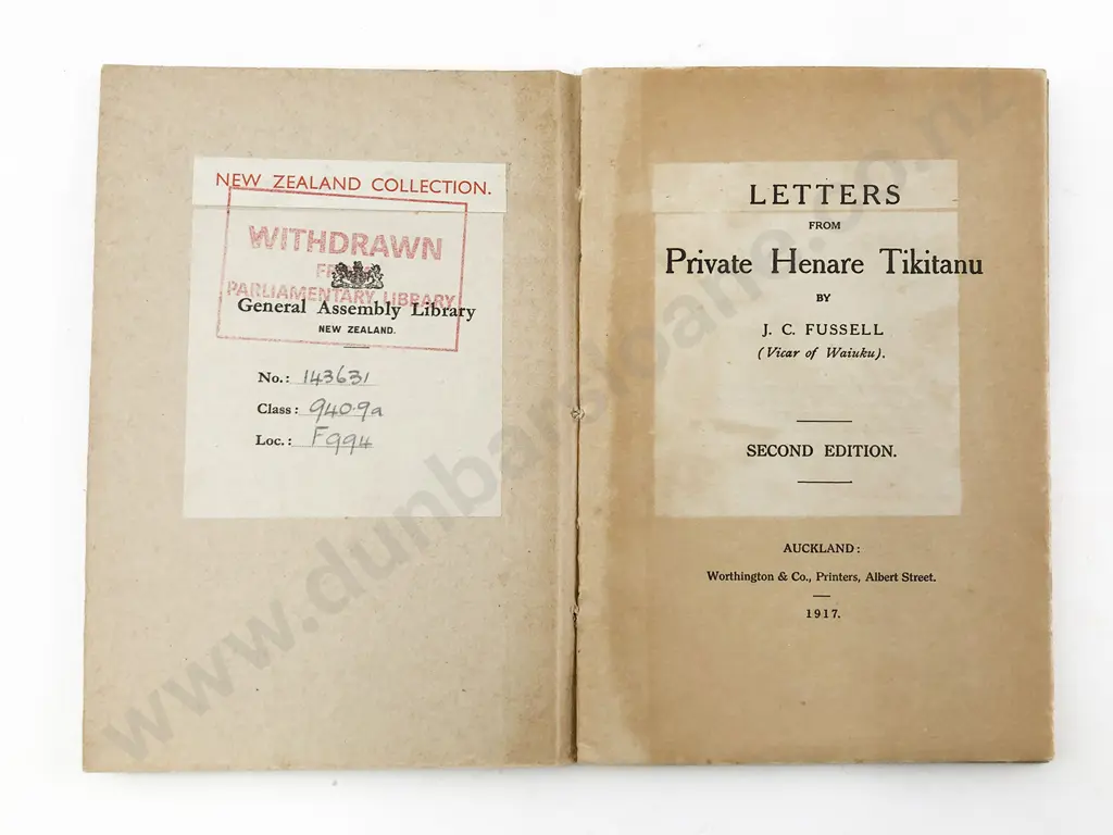 Fussell J C - (Vicar of Waiuku) Letters From Private Henare Tikitanu Image 1++
