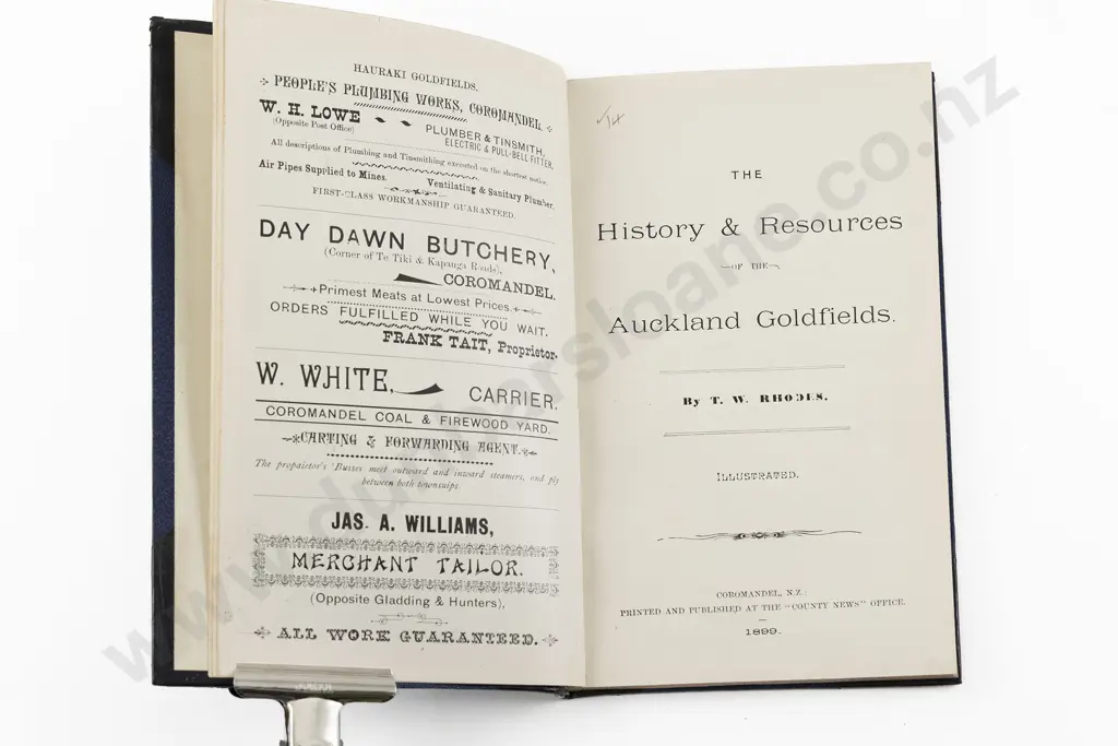 Rhodes T W - The History & Resources of the Auckland Goldfields Image 1++