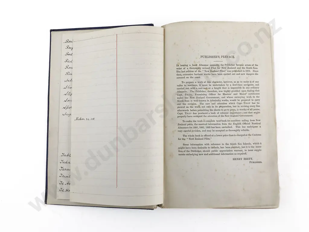 Tilly T C - (Ed) Brett's New Zealand nd South Pacific Pilot and Nautical Almanac for 1881 Image 1++